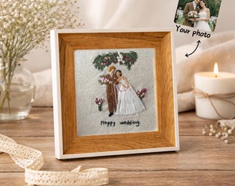 Personalized Wedding Embroidery, Custom Couple Portrait, Handmade Anniversary Gift, Bride Groom Embroidery Art