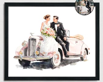 Personalized Watercolor People Portrait, Custom Couple Painting, Wedding & Family Keepsake Art