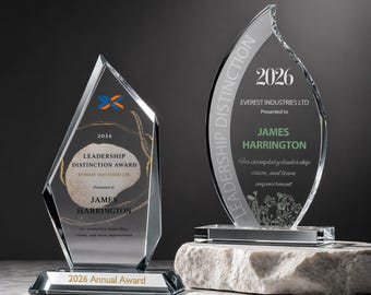 Personalized Achievement Plaque, Modern Crystal Award, Business Success Recognition Gift