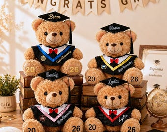 Personalized Graduation Teddy Bear | Custom Class of 2026 Keepsake Diploma Bear