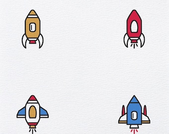 キッズロケット刺繍セット - 宇宙船4体デジタルファイル（6サイズ）即時ダウンロード