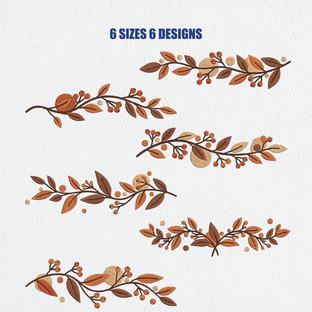 Autumn Leaves Embroidery Design Bundle - Floral Branch Machine ...