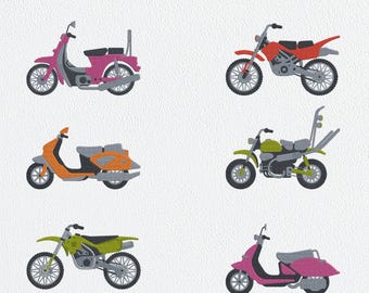 自転車の刺繍デザイン6点 - スクーター、バイク用ファイル（5サイズ）（デジタルダウンロード）
