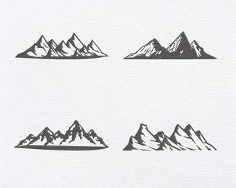 山のアウトライン刺繍セット | 4つの山のデジタルファイル（5サイズ）