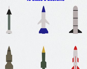 Missile Embroidery Design Bundle | Rocket Embroidery Machine File | Military Embroidery | Self Defense Army Embroidery | 10 Sizes 6 Designs