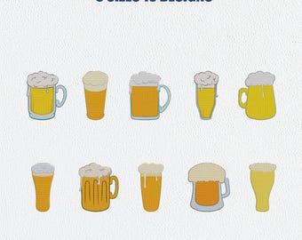 Bierkrug-Stickerei-Design-Paket | Kneipe Getränke Maschine Dateien (digitaler Download)