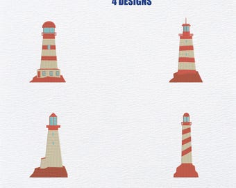 ライトハウス刺繍バンドル - ライトステーション刺繍ファイル4個 - 6サイズ