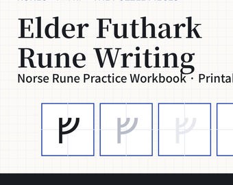 Rune Writing Practice Worksheets | Elder Futhark Workbook | Norse Runes Stroke Order | Printable PDF