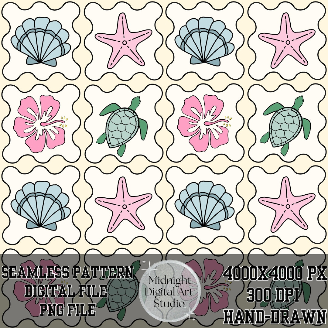 Coastal Beach Seamless Pattern PNG, Nautical Summer Digital Paper ...