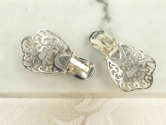 Silver Filigree Doorknocker Earrings (Clip) - image 5