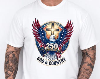 America 250th Anniversary Christian Eagle Graphic Tee | One Nation Under God | 1776-2026 Semiquincentennial | USA 4th of July Blessings Tee
