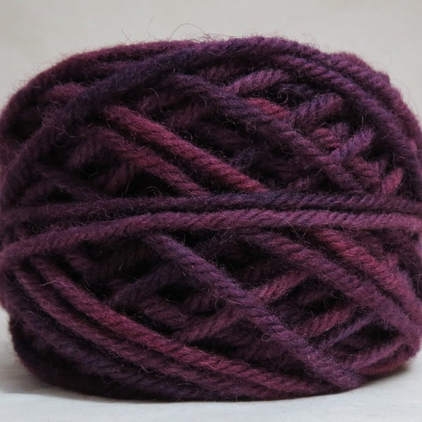 EGGPLANT, 100% Wool, 2 Ozs. 43 yards, 4-Ply, Bulky or 3-ply Worsted weight yarn, already wound into cakes, ready to use, made to order.