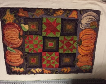 Pumpkins and Patchwork Rug Hooking Pattern