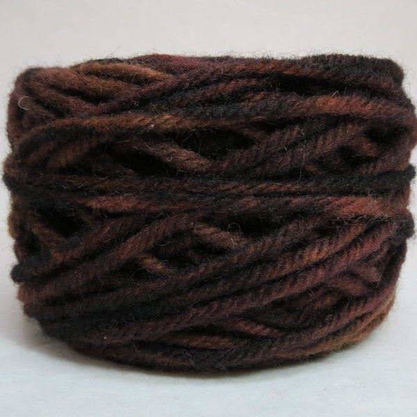 DARK CHOCOLATE, 100% Wool, 2 Ozs. 43 yards, 4-Ply, Bulky or 3 ply Worsted weight yarn, already wound into cakes, ready to use,made to order