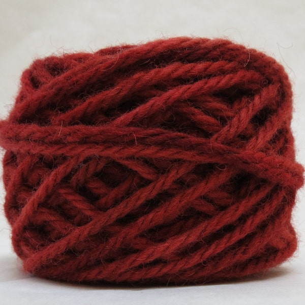 CHERRY, 100% Wool, 2 ozs. 43 yards, 4-Ply Bulky weight and 3-ply Worsted weight yarn, already wound into cakes, ready to use, made to order.