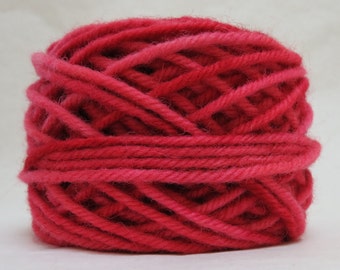 FUCHSIA, 100% Wool, 2 oz. 43 yards, 4-Ply, Bulky weight or 3-ply Worsted weight yarn, already wound into cakes, ready to use, made to order.