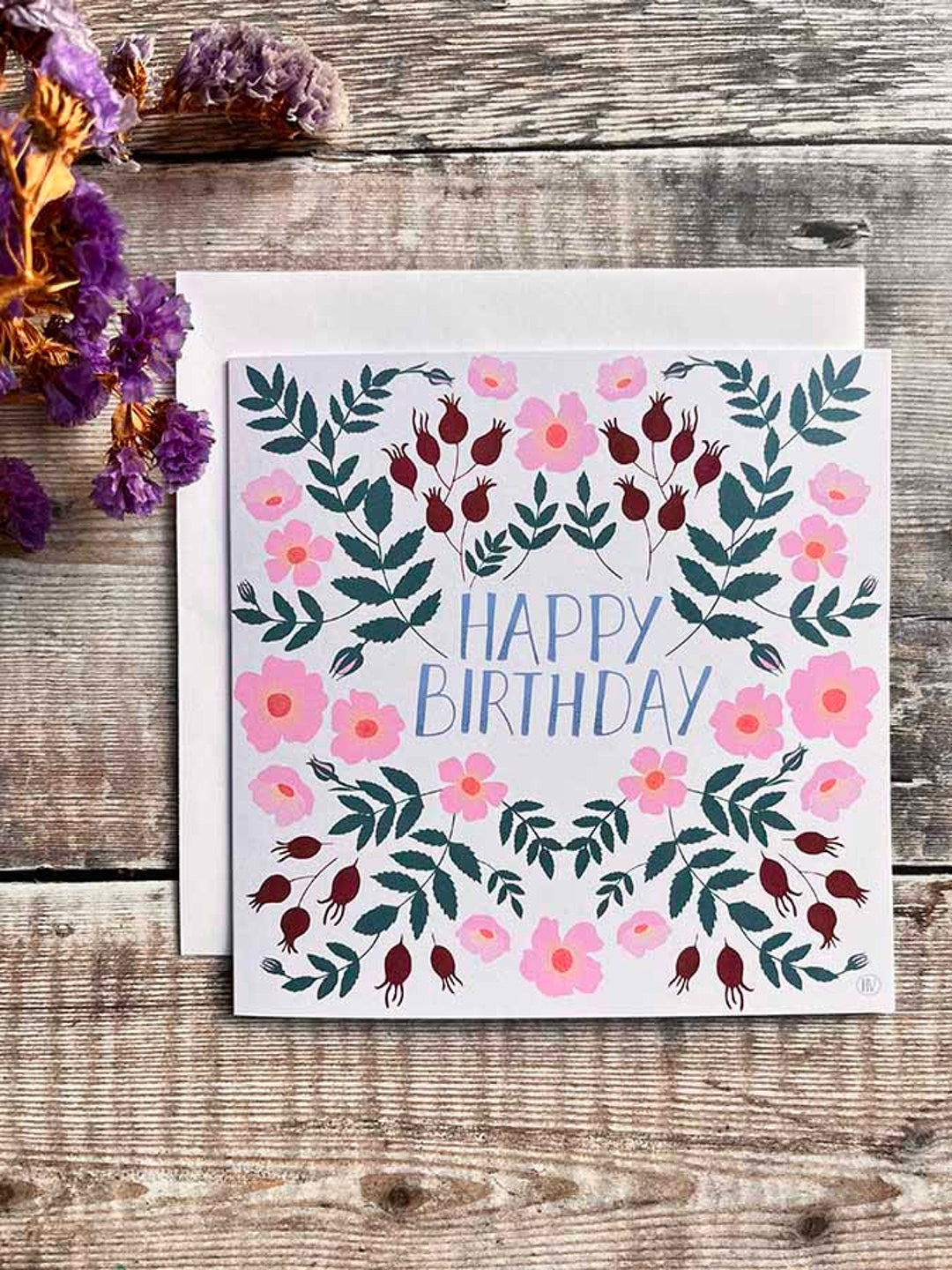 Happy Birthday Floral Card - Etsy