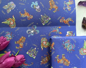 Star sign gift wrap, Aries, zodiac wrapping