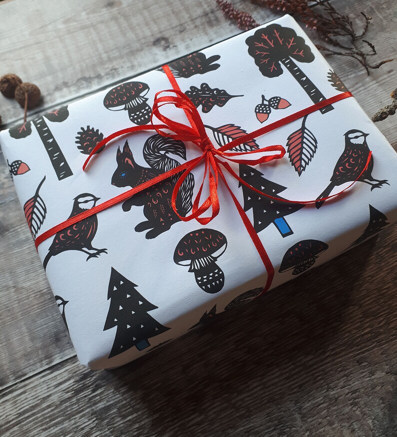 Scandi Gift Wrap Folk Art Wrapping Paper Woodland Gift Etsy UK