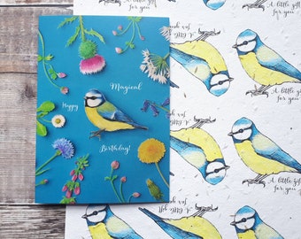 Botanical birthday card with Plantable Seed paper