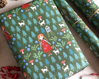 Berry patch wrapping paper - Childrens Gift Wrap - Birthday Girl - Forest Gift Wrap