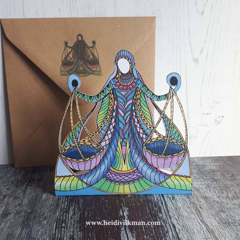 Libra Zodiac Card Birthday Card Zodiac Greeting Card Etsy