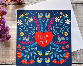 I Love You card, Romantic Valentines card