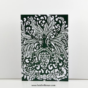 Green Man - Greeting Card - With Original Paper Cut Art - With Envelope