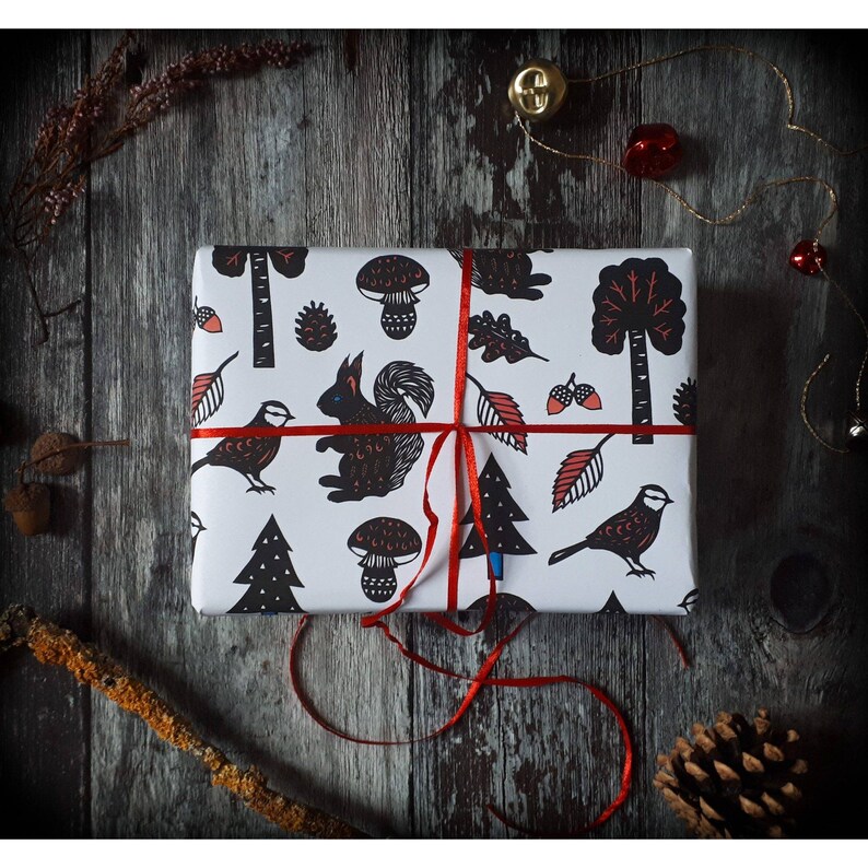Scandi Gift Wrap Folk Art Wrapping Paper Woodland Gift Etsy UK