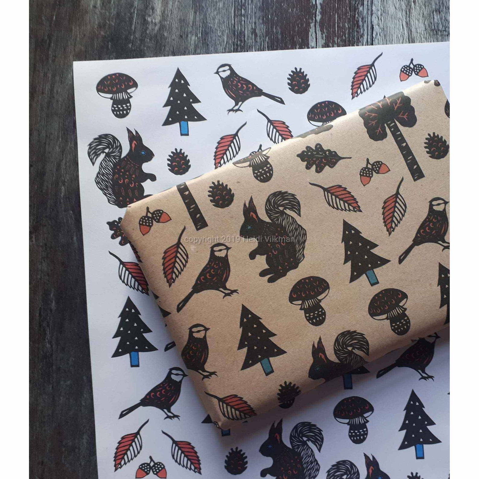 Scandi Gift Wrap Folk Art Wrapping Paper Woodland Gift Etsy UK