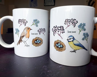 Garden Birds Coffee mug, ceramic mug, Mothering Day, Gift for her