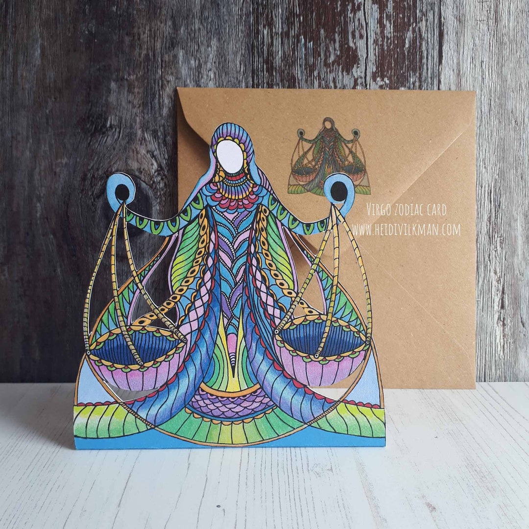 Libra Zodiac Birthday Card - Etsy