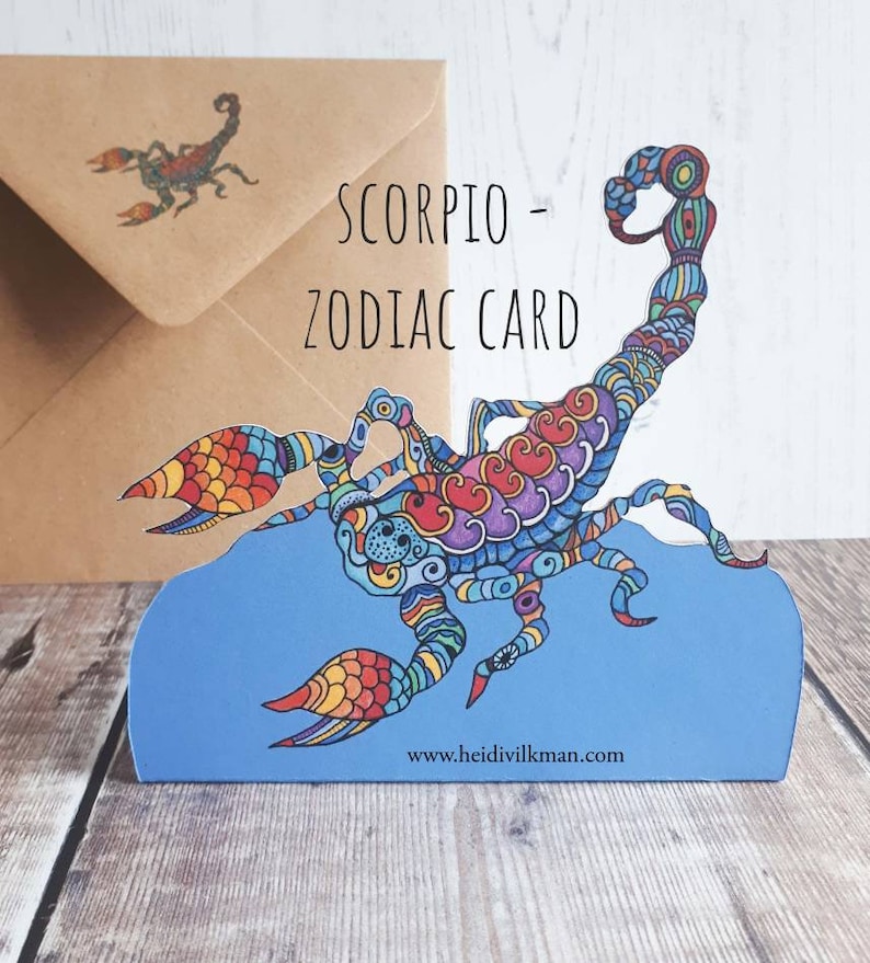 SCORPIO Zodiac Card Birthday Card Zodiac Greeting Card Etsy