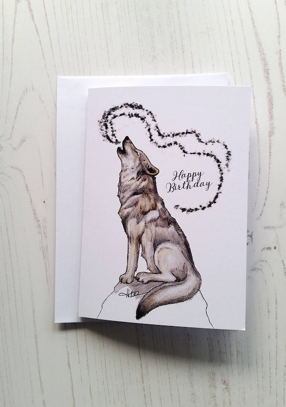 Carte Loup Loup Hurlant Carte Loup Joyeux Anniversaire Etsy France