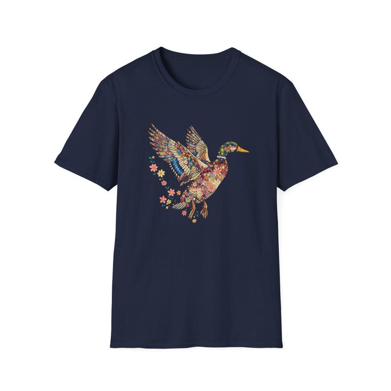 Aesthetic Duck Shirt - Artistic Duck Lover Tee - Vibrant Nature Animal Shirt - Unique Gift for Her Navy