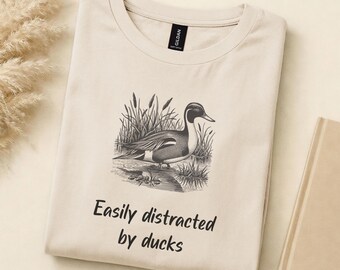 Vintage Duck Lover Tee, Easily Distracted by Ducks Shirt, Farmhouse Duck Owner Gift - Funny Duck Graphic Tee