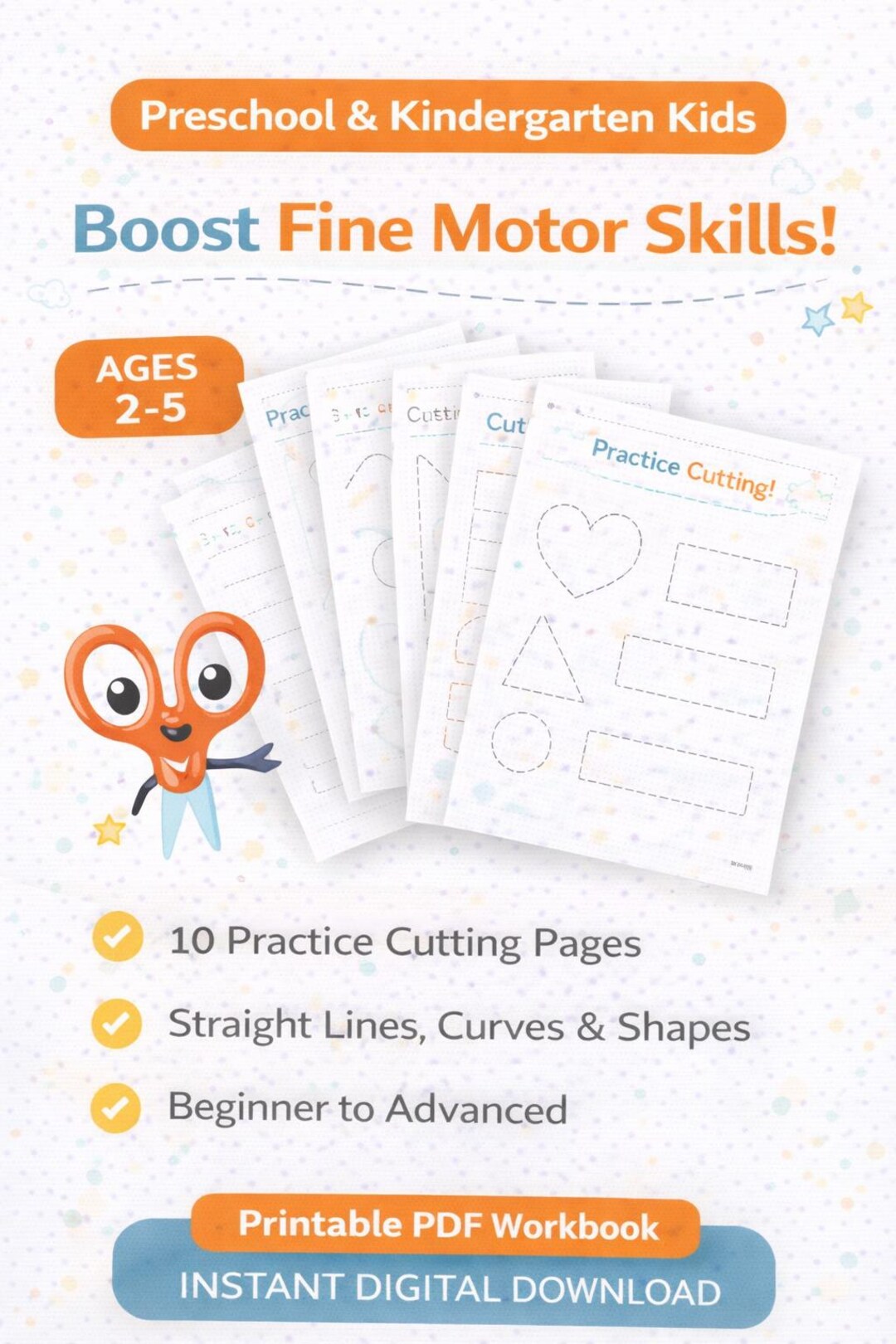 Scissor Skills Workbook | Cutting Practice for Kids, Ages 2-5 (digital ...
