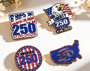 USA 250th Anniversary Commemorative Brooch, Patriotic Brooch, Liberty Elements, American Celebration Accessory, 1776-2026