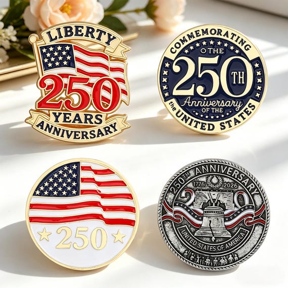2026 US 250th Anniversary Commemorative Brooch, Patriotic Brooch, Liberty Elements, Eco-Friendly, Alloy Badge Honor Pin