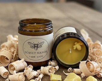 Vela perfumada artesanal de cera de abeja. Vertida a mano, mecha de cáñamo, natural y orgánica. Vela de aromaterapia. 226 g