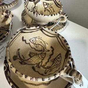 TZINTZUNTZAN Pottery Cup and Saucer From MICHOACAN, MEXICO (one set, 1cp/1scr)