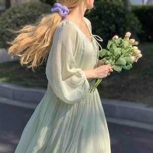 etsy green dress Green Dress, Women Midi Dress, Bridesmaid Dress, Wedding Guest Dress, Belt  Cotton Dress, Lolita Dress, 1950's Dress, Vintage Style