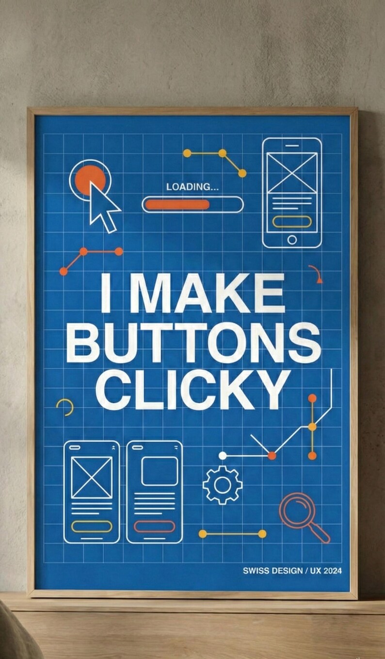 Funny UX Design Poster - I Make Buttons Clicky - Web Designer Gift - UI ...