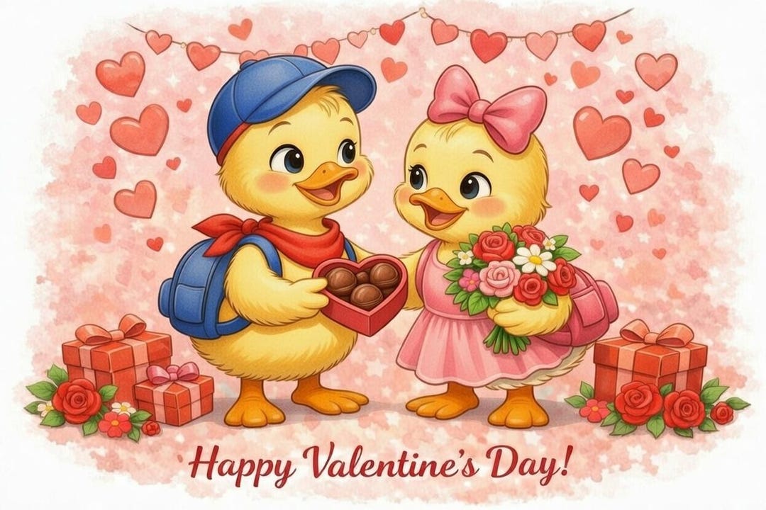 Ducks Valentine's Day Card - Printable Greeting Card (DIY Printing) - Etsy
