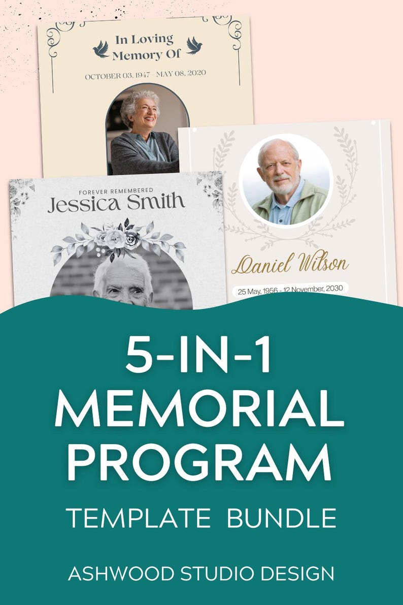 Funeral Program Template Bundle, Editable Memorial Service Program ...