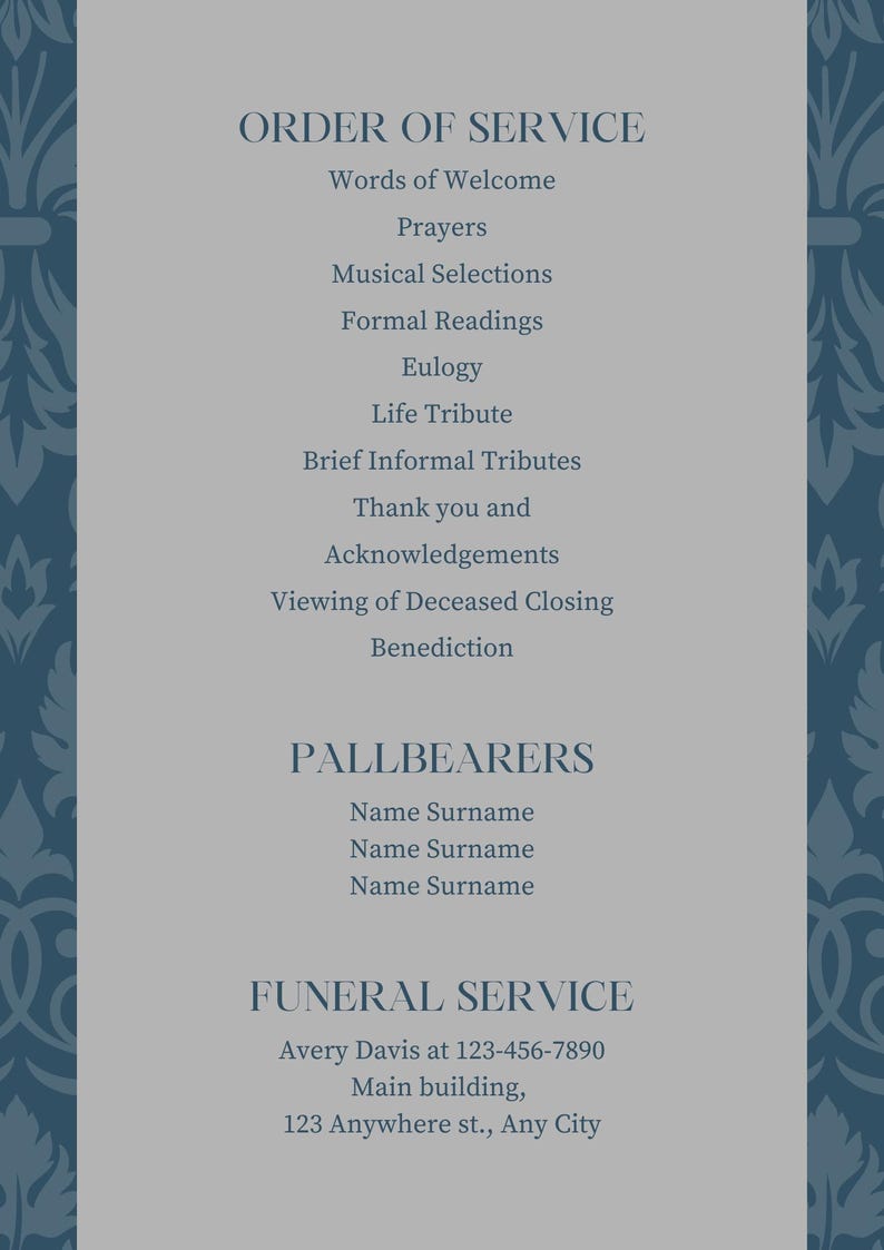 Funral Service Program Samples Pdf Printable Funeral Program Template Bundle, Editable Memorial Service ...