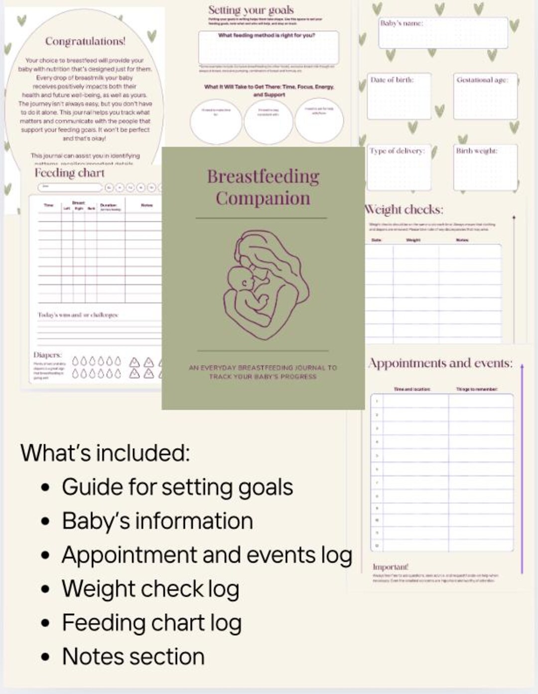 Breastfeeding Journal, Baby Feeding Tracker, Goal Setting - Etsy