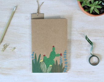 Cactus Journal - Semi-Custom Journal - Hand Painted Cactus - Kraft Cover Notebook - Personalized Journal - Prayer Journal - Gifts Under 20