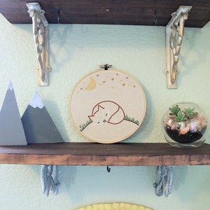 Woodland Nursery Decor Hand Embroidered Hoop Fox Embroidery Hoop Children's room decor sleeping fox art Unique Baby Shower Gift image 7