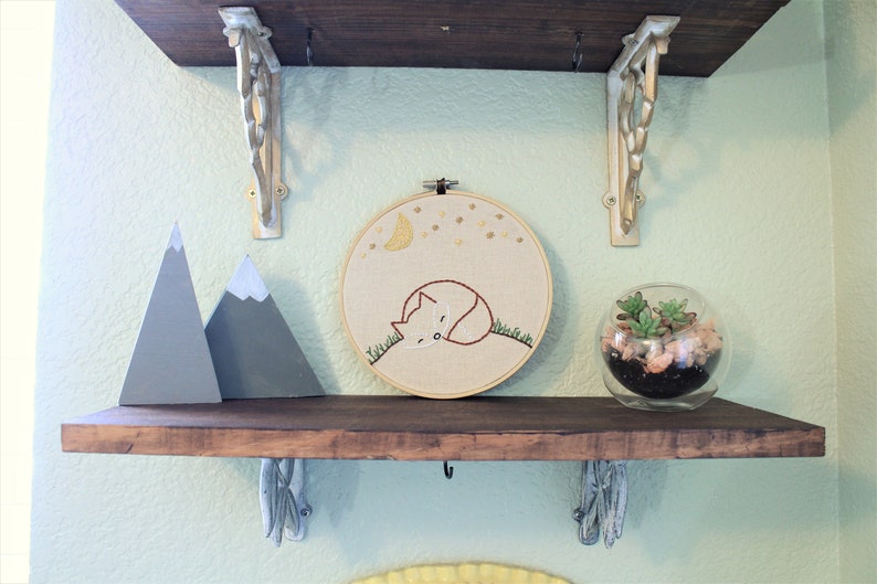 Woodland Nursery Decor Hand Embroidered Hoop Fox Embroidery Hoop Children's room decor sleeping fox art Unique Baby Shower Gift image 7